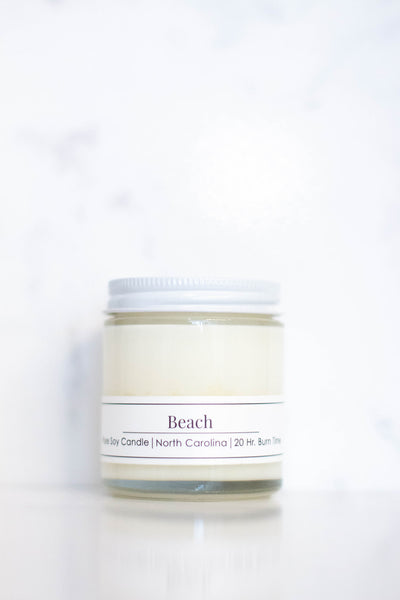 4 oz soy candle by Willow Hill Soap Company with the scent, "Beach"