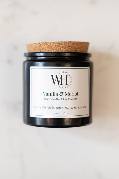 Willow Hill Soap Company Vanilla and Merlot 10 oz soy candle